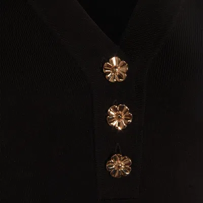 Twinset Pull Polo Avec Boutons Bijoux In Black