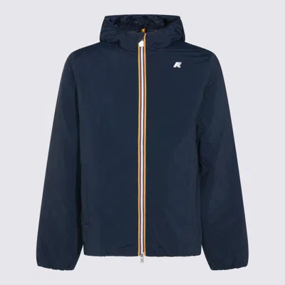 K-way Hooded Jacket With Side Pockets And Cuffs In Blue