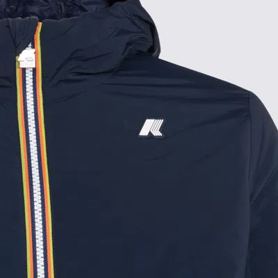 K-way Hooded Jacket With Side Pockets And Cuffs In Blue
