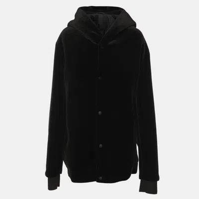 Pre-owned Emporio Armani Black Velvet Hoodie Xxxl