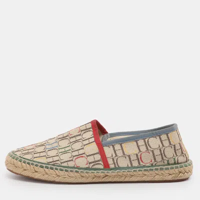 Pre-owned Ch Carolina Herrera Multicolor Monogram Canvas Espadrille Flats Size 38