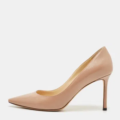 Pre-owned Jimmy Choo Beige Leather Romy Pumps Size 38 In Sand