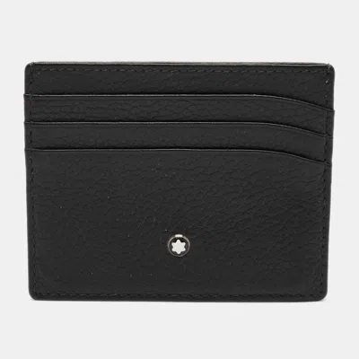 Pre-owned Montblanc Black Leather Meisterstuck Card Holder