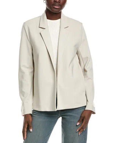 Eileen Fisher Stand Collar Long Jacket Quilted Silk In Gray