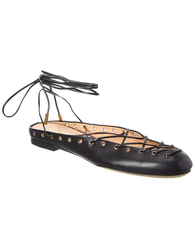Chloé Ghillies Leather Ballerina Flat In Black