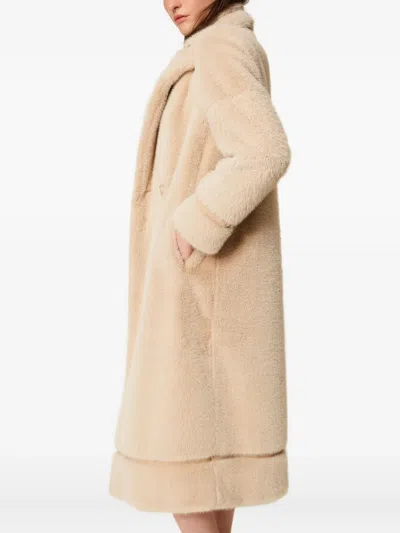Twinset Double-breasted Faux-fur Coat In Neutral