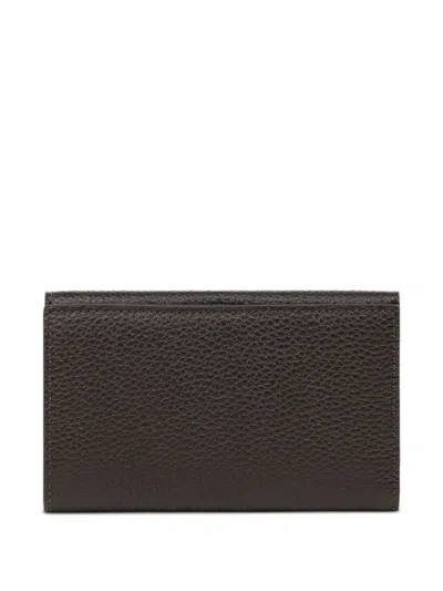 Etro Pony Hammered-leather Wallet In Brown