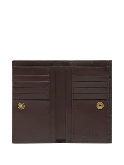 Etro Pony Hammered-leather Wallet In Brown