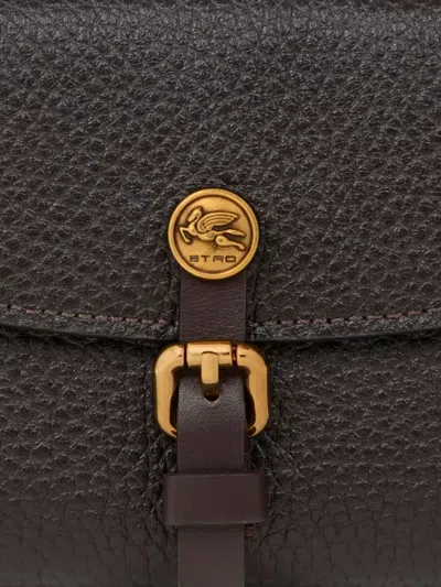 Etro Pony Hammered-leather Wallet In Brown