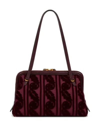 Etro Small Canvas Doc Shoulder Bag With Embroidery In Red