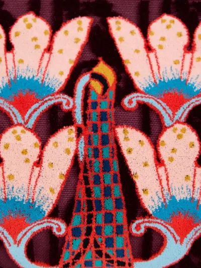 Etro Small Canvas Doc Shoulder Bag With Embroidery In Red