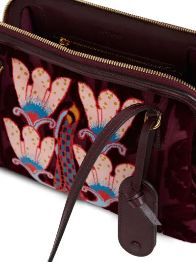 Etro Small Canvas Doc Shoulder Bag With Embroidery In Red