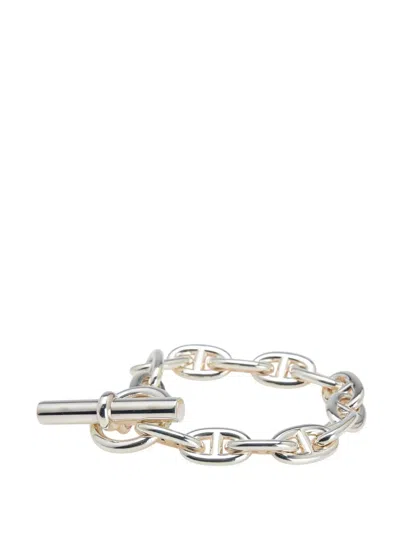 Pre-owned Hermes 2010-2025 Medium Sterling Silver Chain D'ancre Bracelet