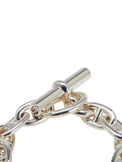 Pre-owned Hermes 2010-2025 Medium Sterling Silver Chain D'ancre Bracelet
