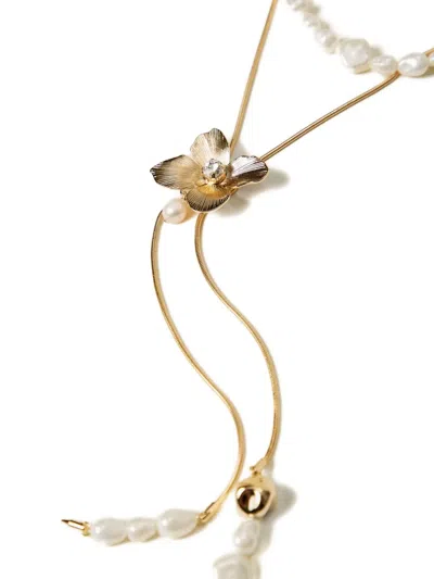 Twinset Pearl-flower Necklace In Gold