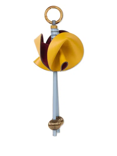 Etro Flower Leather Charm In Yellow