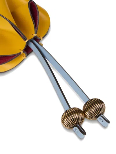 Etro Flower Leather Charm In Yellow