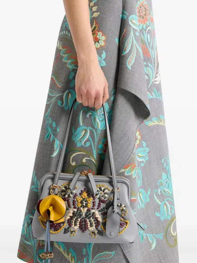Etro Flower Leather Charm In Yellow