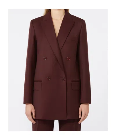 Max Mara Double-breasted Wool Blazer Jackets Bordeaux In Brown