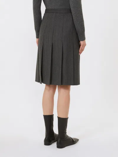 Max Mara Flannel Pleated Skirt In Gray
