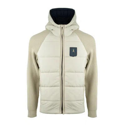 Aeronautica Militare Beige Nylon And Knit Padded Jacket In Neutral