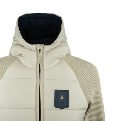 Aeronautica Militare Beige Nylon And Knit Padded Jacket In Neutral