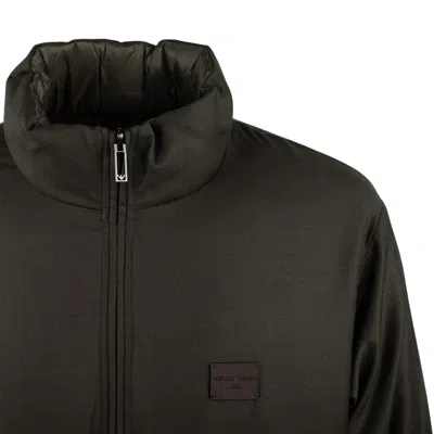 Emporio Armani Reversible Down Jacket In Wool-blend Twill In Green