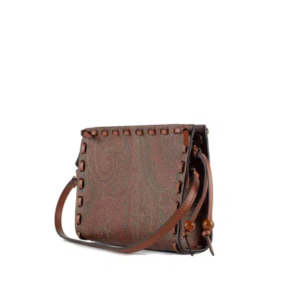 Etro Arnica 1984 Paisley Pouch With Threading In Brown