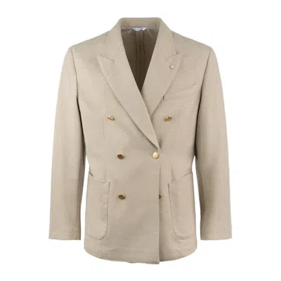 Manuel Ritz Beige Double-breasted Jacket In Pink