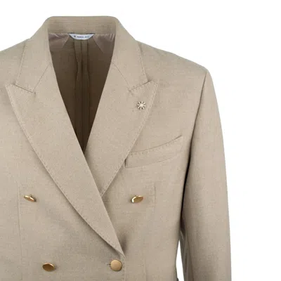 Manuel Ritz Beige Double-breasted Jacket In Pink