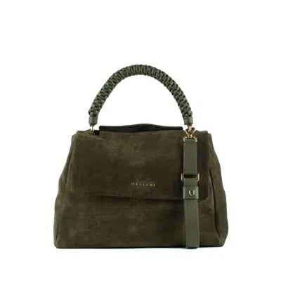 Orciani Sveva Peach Scooby Medium Suede Shoulder Bag With Shoulder Strap In Green