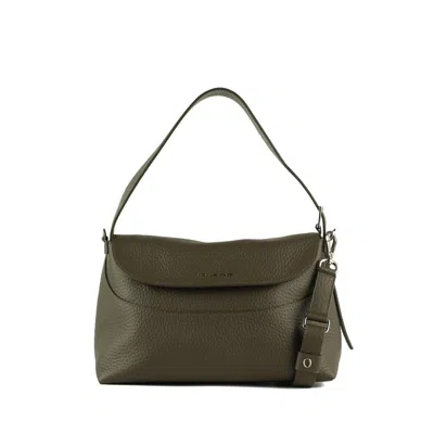 Orciani Nana Soft Bosco Grained Leather Shoulder Bag With Shoulder Strap In Green