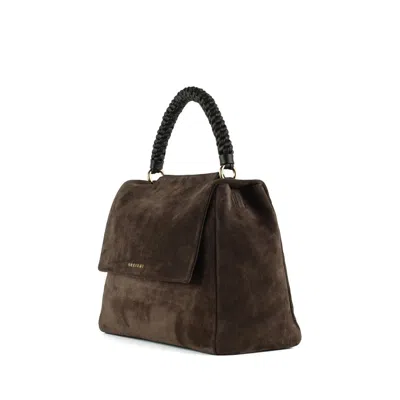Orciani Sveva Scooby Peach Medium Suede Shoulder Bag With Shoulder Strap In Brown