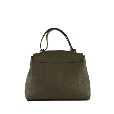 Orciani Sveva Soft Medium Bosco Leather Shoulder Bag With Shoulder Strap In Green