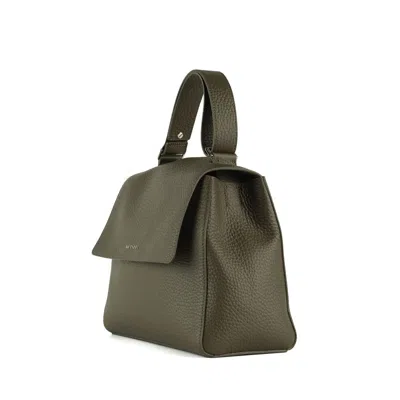 Orciani Sveva Soft Medium Bosco Leather Shoulder Bag With Shoulder Strap In Green