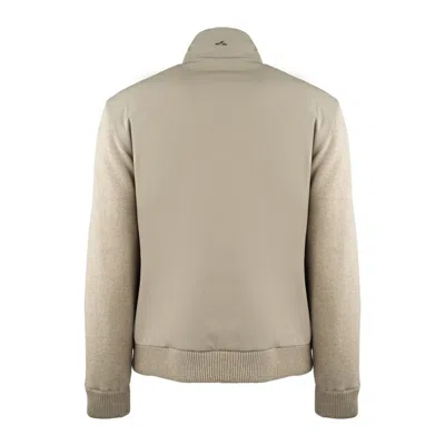 Paul & Shark Beige Virgin Wool And Cashmere Blend Jacket With Leather Inserts In Brown