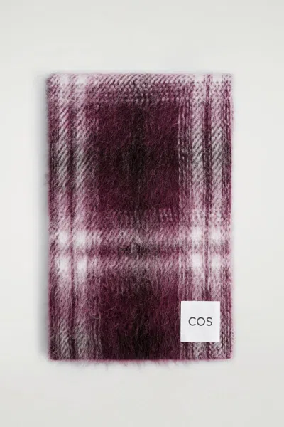 Cos Checked Alpaca-blend Scarf In Red