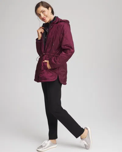Chico's Water-resistant Quilted Anorak Jacket In Deep Chianti In Burgundy