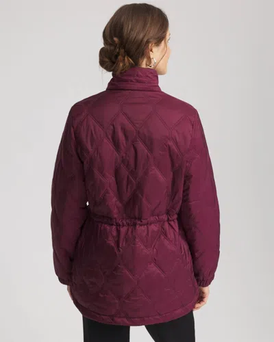 Chico's Water-resistant Quilted Anorak Jacket In Deep Chianti In Burgundy