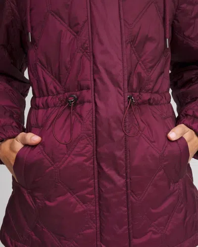 Chico's Water-resistant Quilted Anorak Jacket In Deep Chianti In Burgundy
