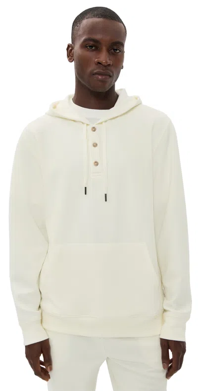 Onia Waffle Half Button Hoodie Egret In White