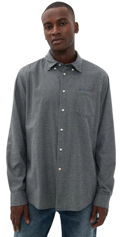 Barbour Turner Tailored Fit Cotton Houndstooth Button-down Shirt In Gray
