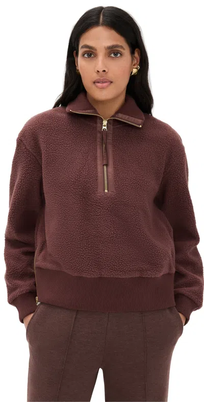 Varley Roselle Recycled Polyester Fleece Half Zip Pullover In Brown