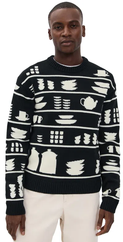 Jw Anderson Embroidered Wool Sweater In Black