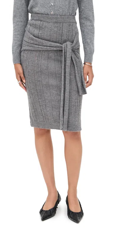 Simonett Stripe Wrap Knit Skirt Gray In Gray