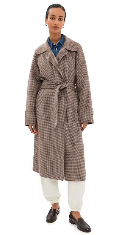Varley Tomlinson Belted Long Coat Deep Taupe/sandshell Micro In Brown