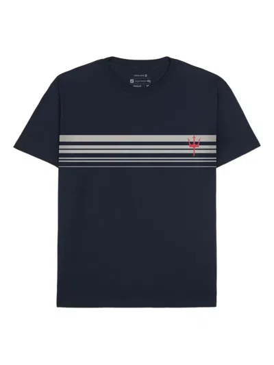 Osklen Striped Trident-emblem T-shirt In Blue