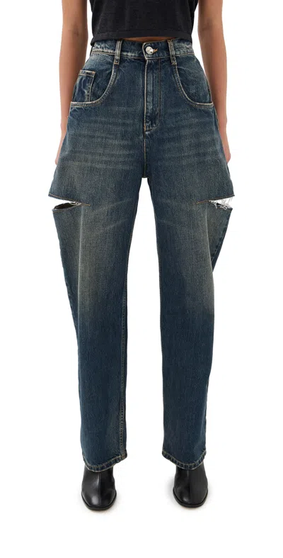 Maison Margiela Black Five-pocket Style Jeans With Rips In Cotton Denim Woman