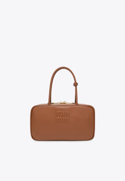 Miu Miu Medium Beau Leather Shoulder Bag In Brown