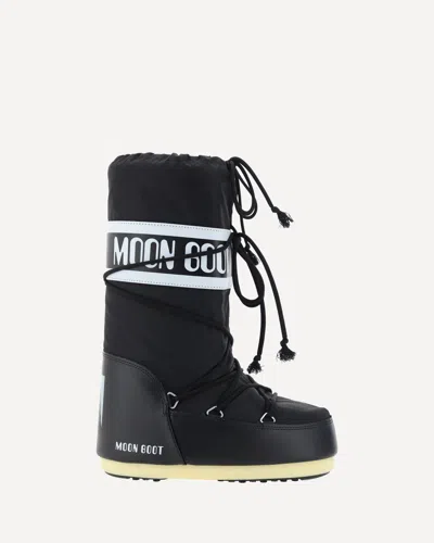 Moon Boot Icon Shell And Faux Leather Snow Boots In Black